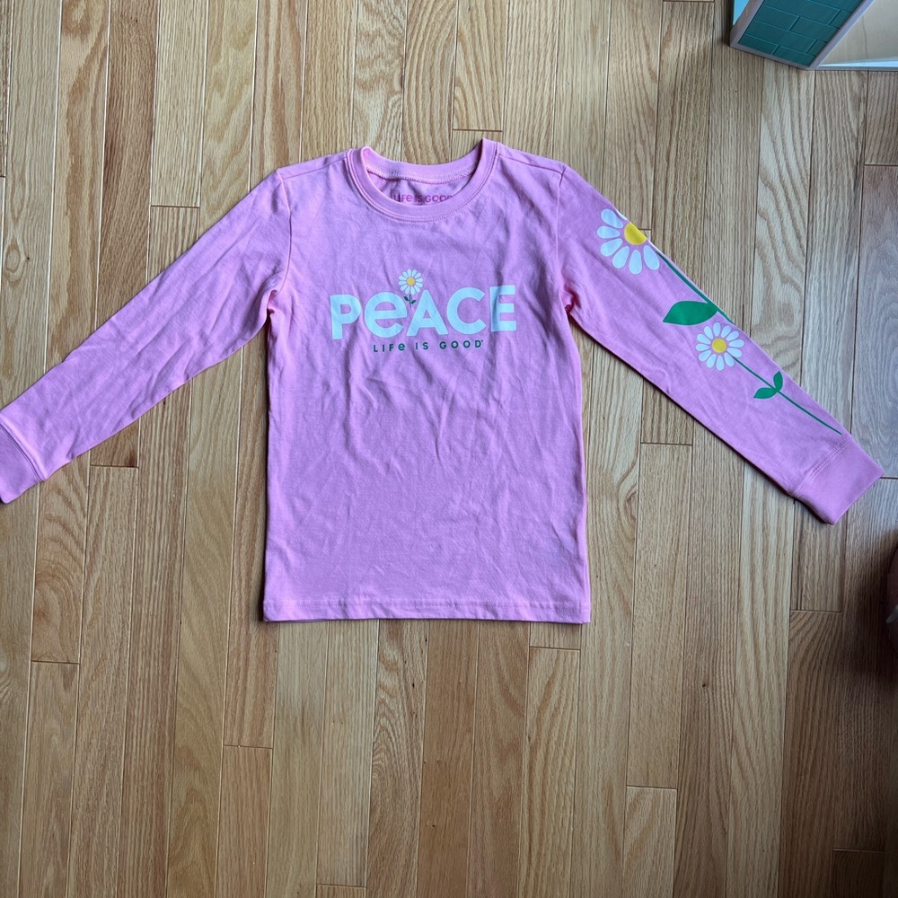 New without tags. Life is good kids size medium pink, long sleeve shirt.